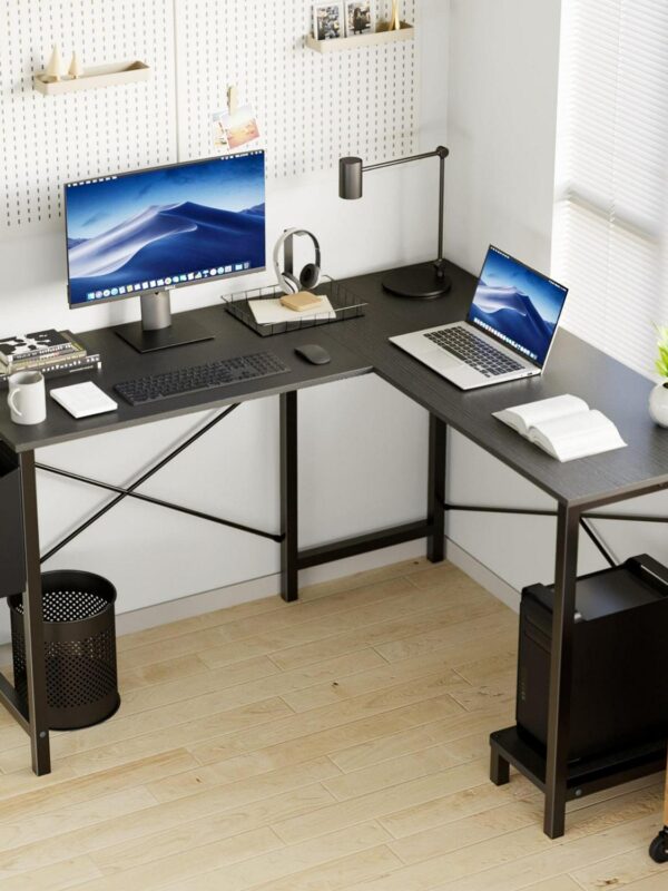 EDX L Shaped Computer Corner Desk, Gaming Table 50 inch PC Writing Study Desk for Home Office Dorm Small Space, Black