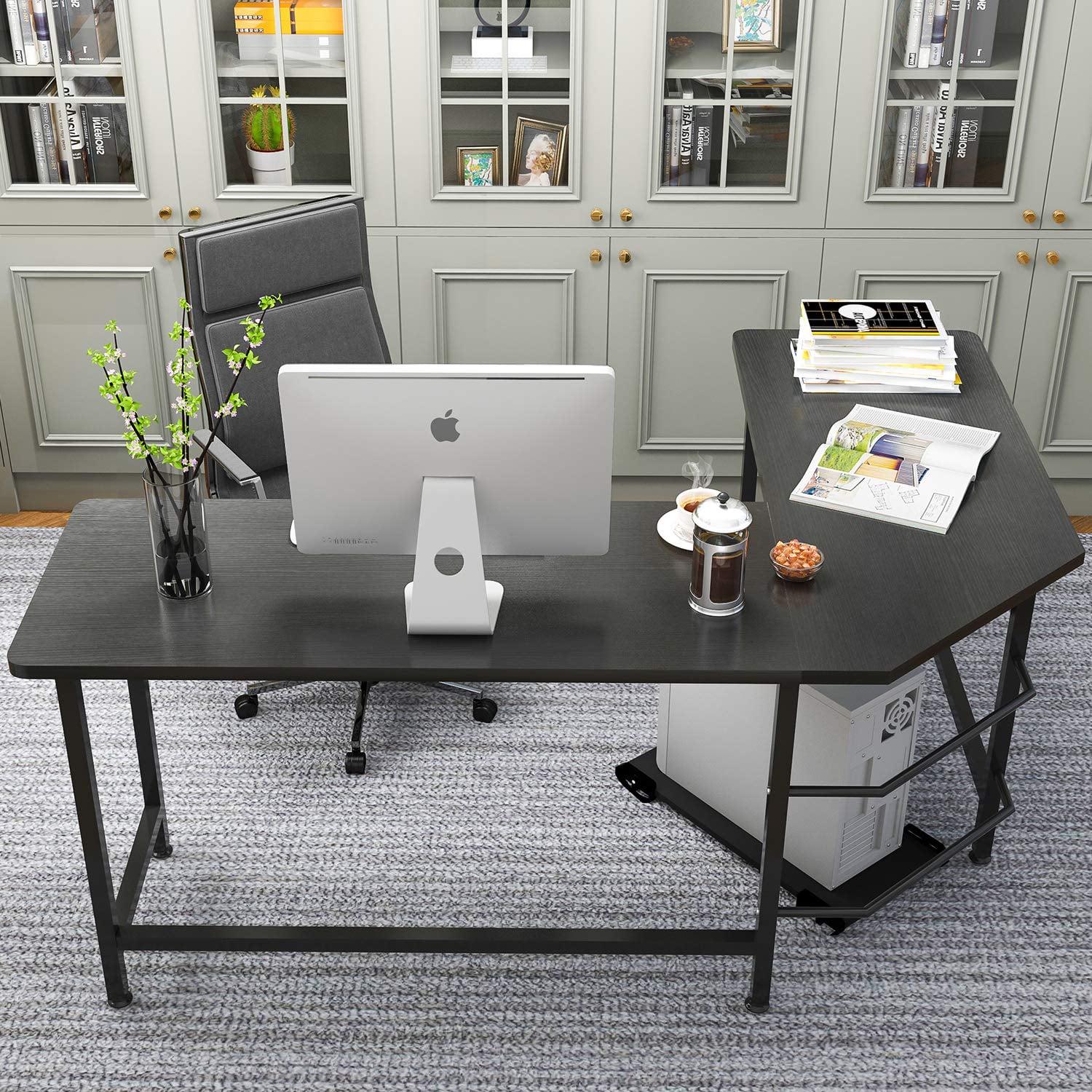 Ktaxon L-Shaped Computer Desk Corner PC Latop Table Study Office Workstation Black - Image 3