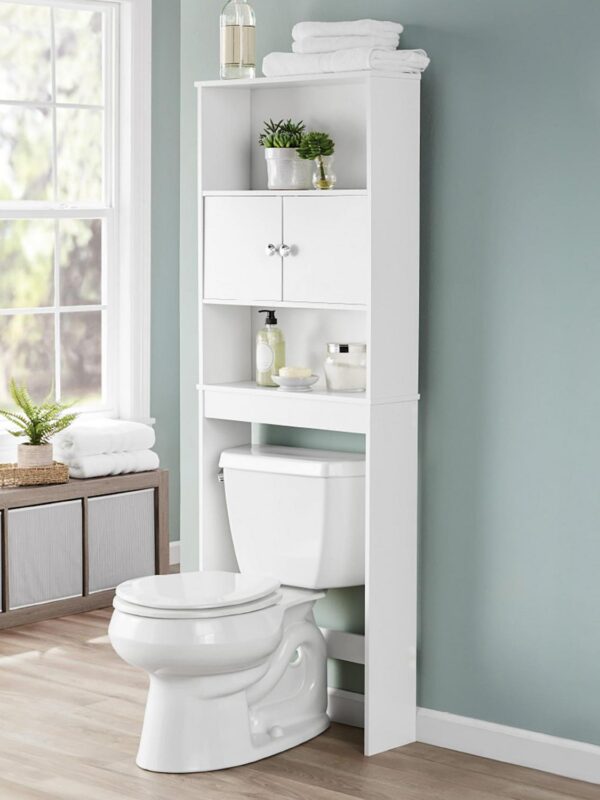 Mainstays Over-The-Toilet Bathroom Space Saver Storage Cabinet, 3 Shelves, White