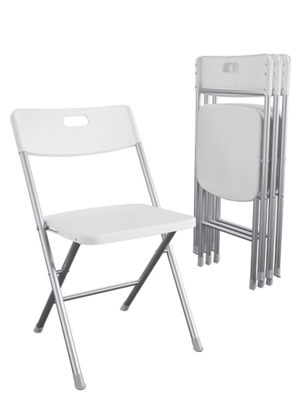 Mainstays Resin Seat and Back Folding Chair, White, 4-Pack
