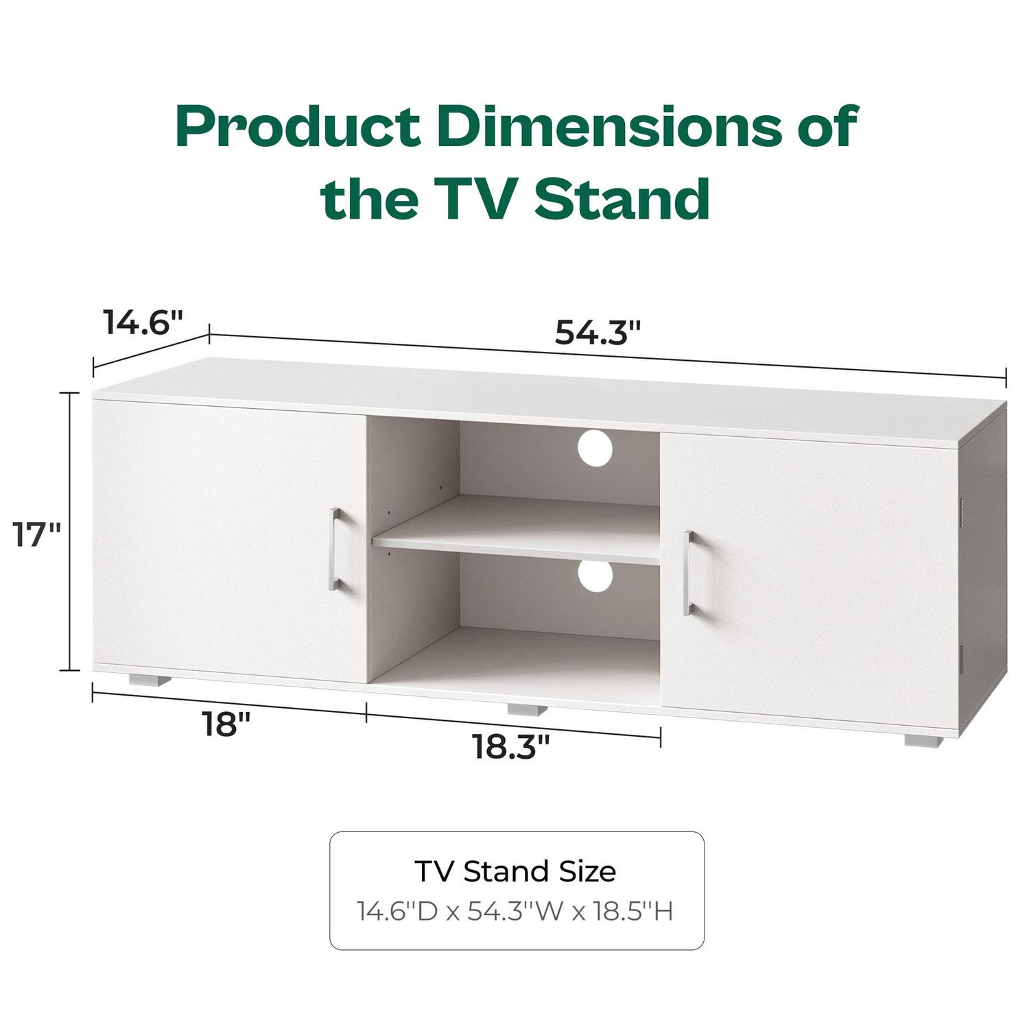 SUPERJARE White TV Stand for 55 TV, Modern Entertainment Center, TV Console Media Cabinet with Storage and Cable Holes for Living Room Bedroom - Image 7