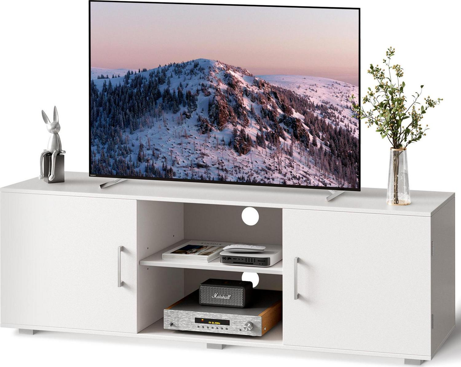 SUPERJARE White TV Stand for 55 TV, Modern Entertainment Center, TV Console Media Cabinet with Storage and Cable Holes for Living Room Bedroom - Image 9
