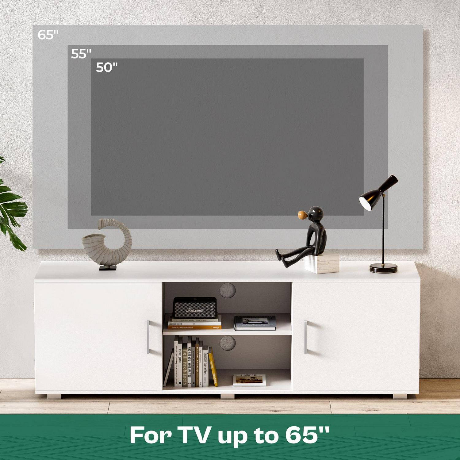 SUPERJARE White TV Stand for 55 TV, Modern Entertainment Center, TV Console Media Cabinet with Storage and Cable Holes for Living Room Bedroom - Image 4