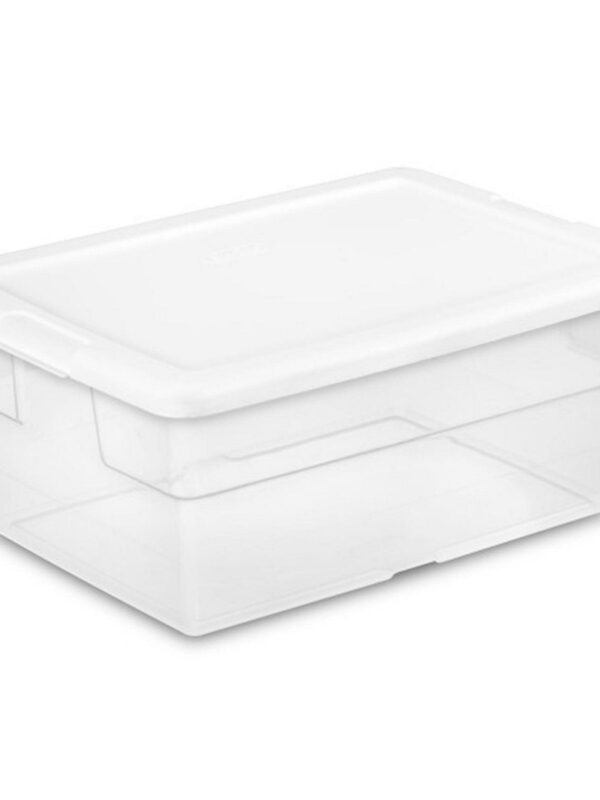 Sterilite 16 Quart Stacking Storage Container Tub with Lid, Clear (12 Pack)