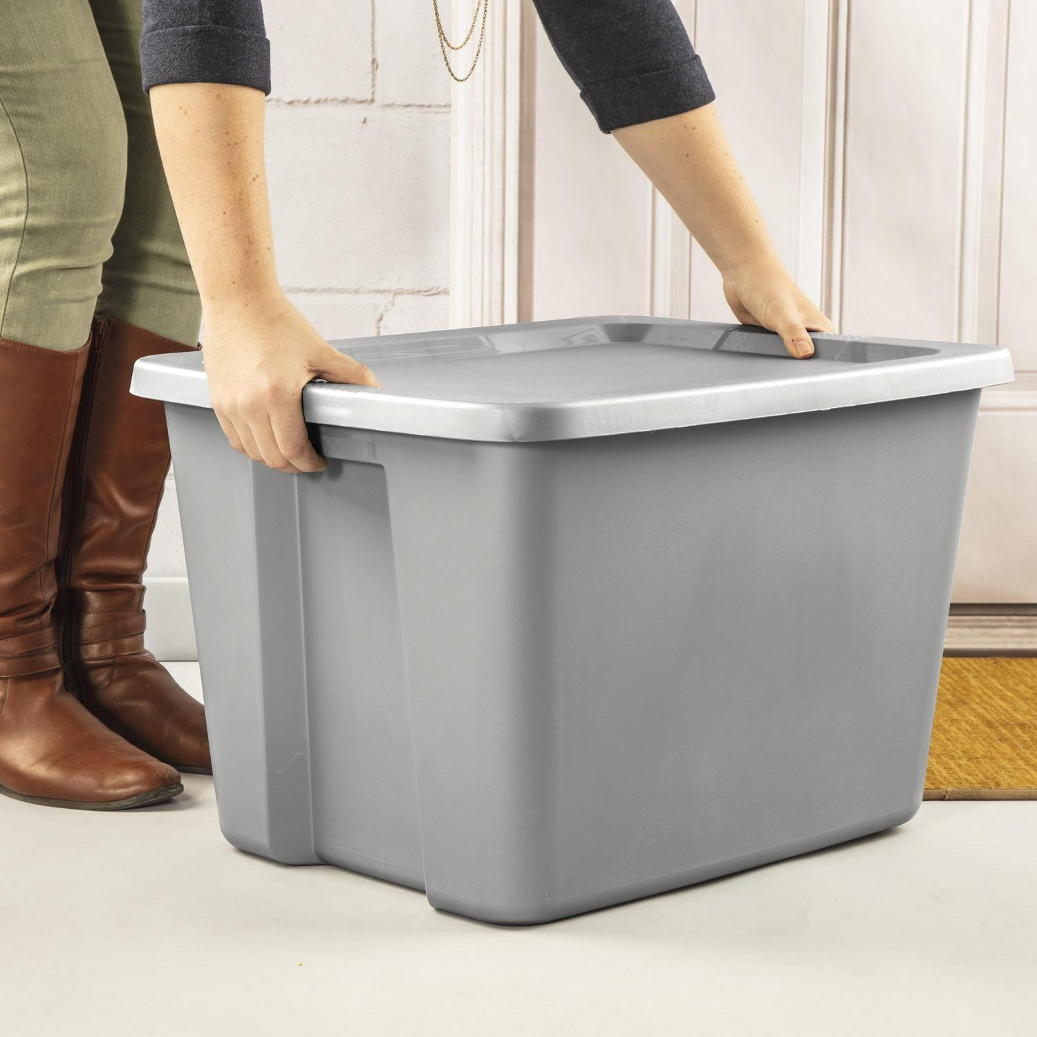Sterilite 18 Gallon Tote Box Plastic, Gray, Set of 8 - Image 3
