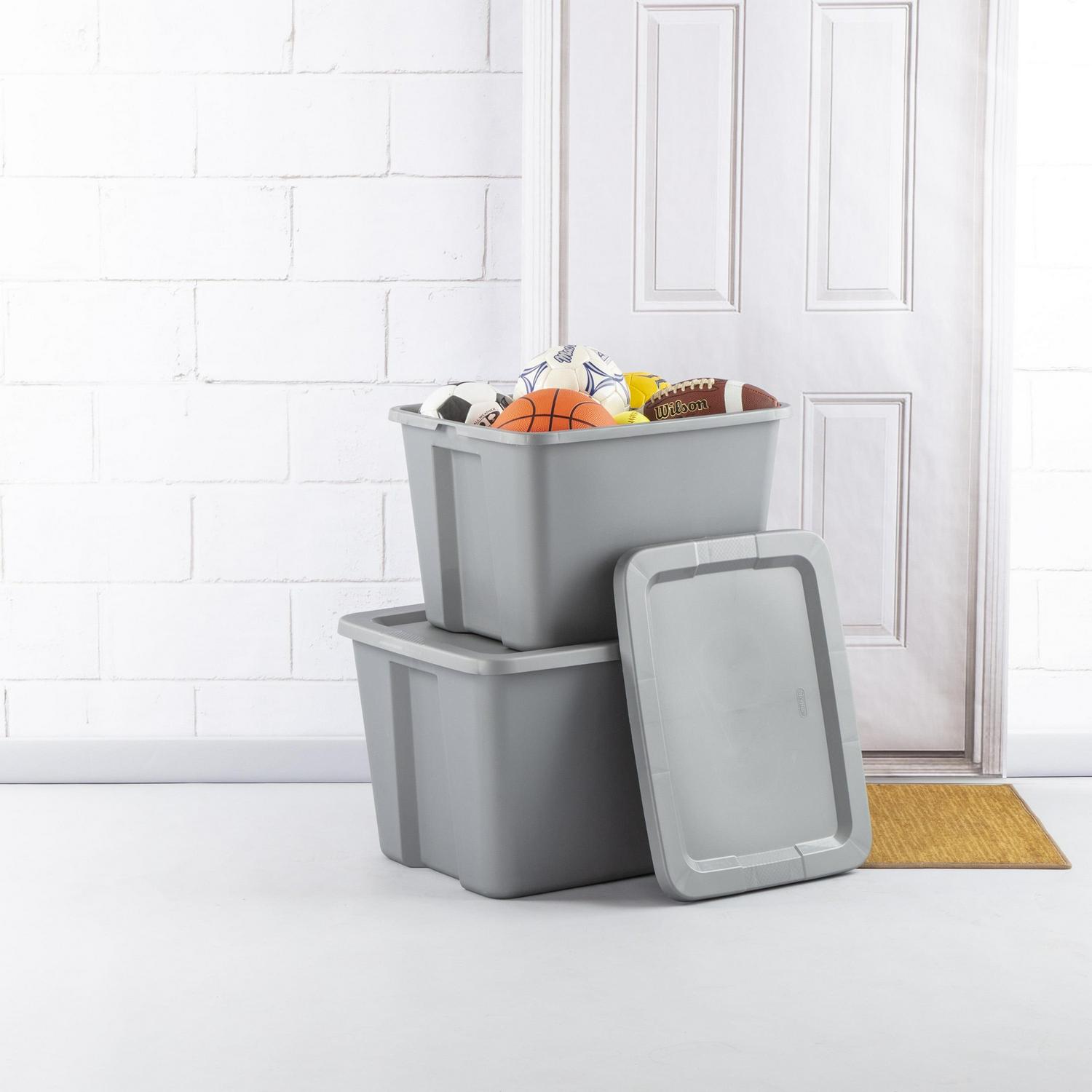 Sterilite 18 Gallon Tote Box Plastic, Gray, Set of 8 - Image 4