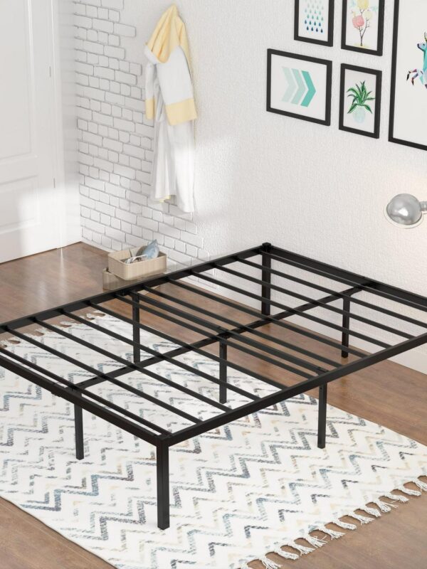 Teraves 16 Inch Full Size Black Metal Platform Bed Frame with Under-bed Storage for Home Bedroom Furnitures