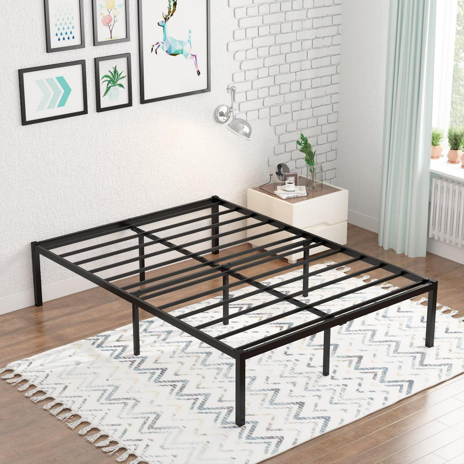 Teraves 16 Inch Full Size Black Metal Platform Bed Frame with Under-bed Storage for Home Bedroom Furnitures - Image 7