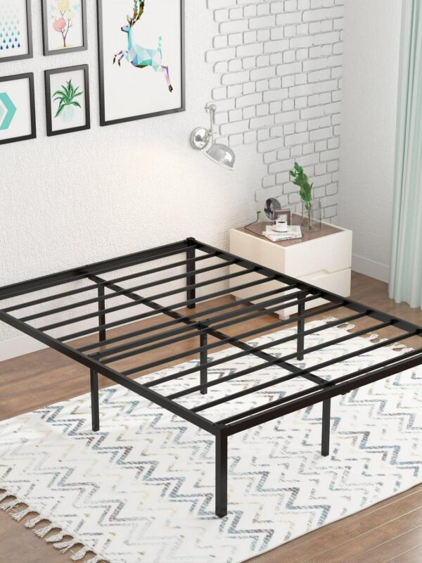 Yoneston 16 Inch Queen Metal Platform Bed Frame Reinforce Heavy Duty No Box Spring Mattress Foundation High Bed Frame with Under-Bed Storage for Adults Child