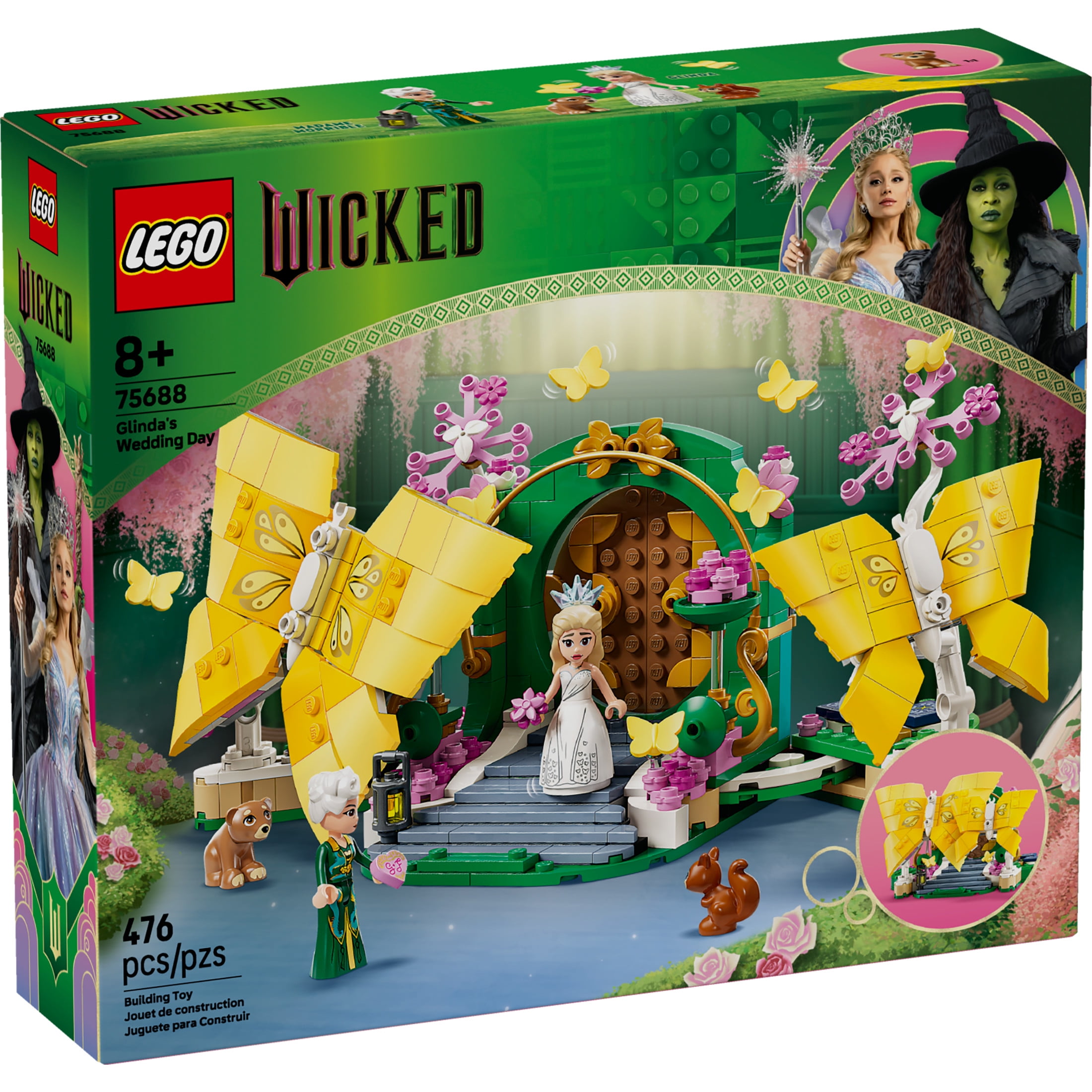 LEGO Wicked Glinda's Wedding Day Building Toy - Pretend Playset with 2 Minidolls, 2 Animal Toy Figures, & 2 Poseable Butterflies - Building Blocks for Kids, Ages 8+ - Gift for Girls & Boys - 75688 - Image 2