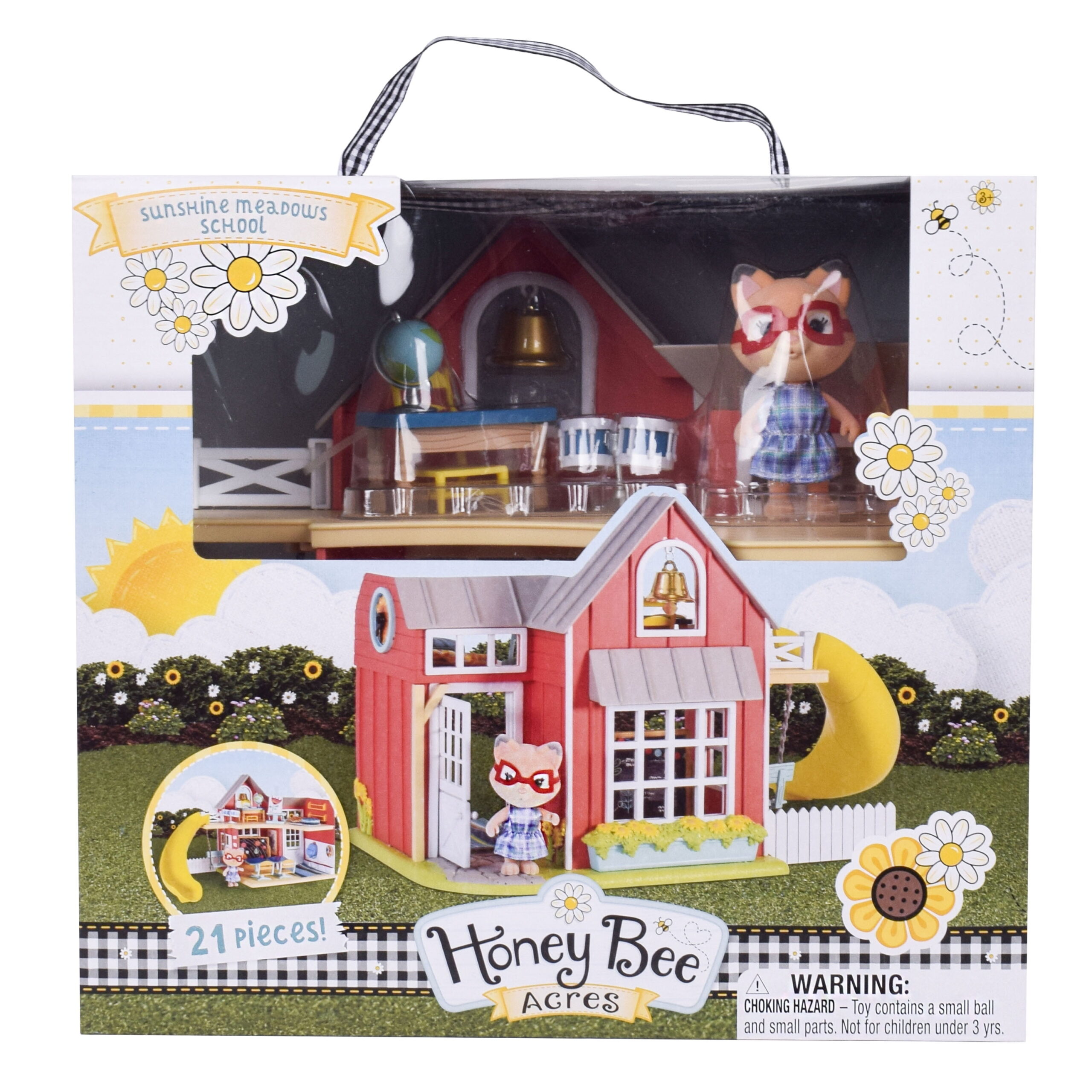 Honey Bee Acres Sunshine Meadow School – 21 Piece Miniature Dollhouse with Accessories & Exclusive Fox Figure – Pretend Play Set for Kids Ages 3+ - Image 6