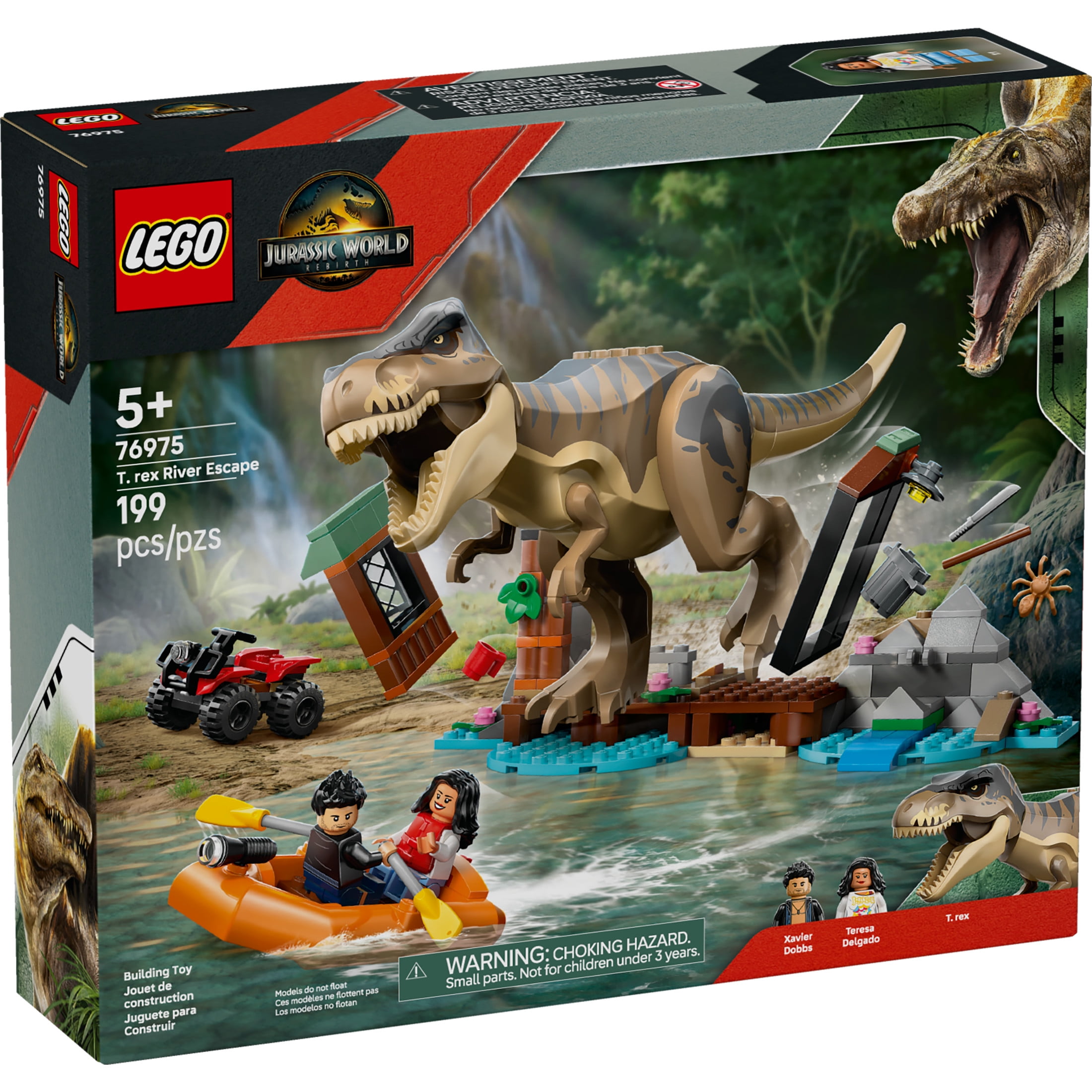 LEGO Jurassic World T. rex River Escape - Dinosaur Toy For Kids, Boys, and Girls, Ages 5-7 - Jurassic World Toy Boat and LEGO Minifigures - Creative Dinosaur Gift for Movie Fans - 76975 - Image 2