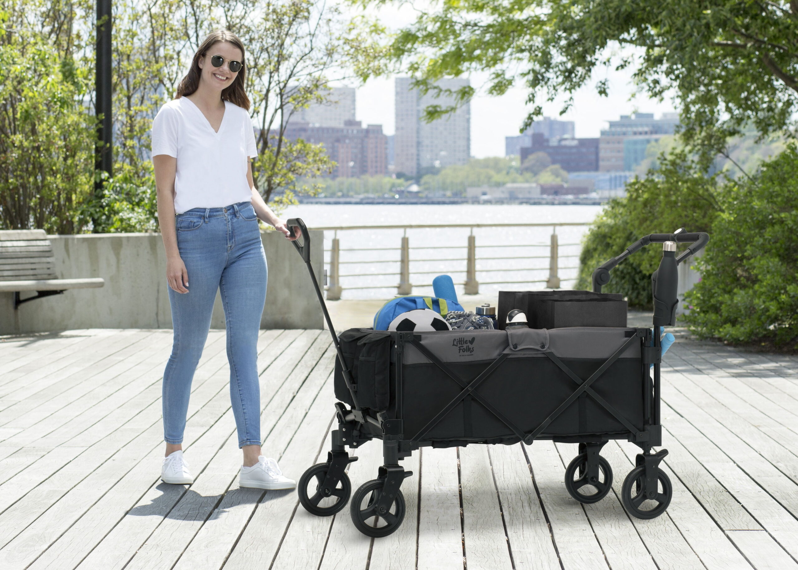 Little Folks by Delta Children City Wagon Cruiser Stroller, Black - Image 5