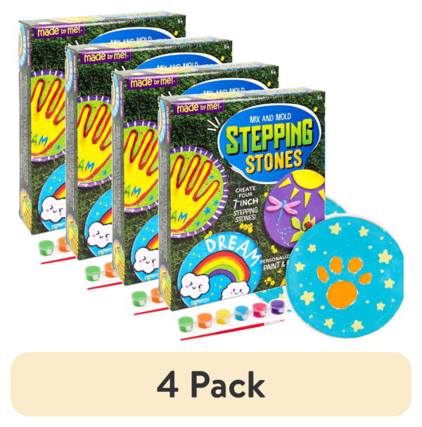 (4 pack) Made By Me Mix & Mold Stepping Stone Kit, Boys and Girls, Child, Ages 6+