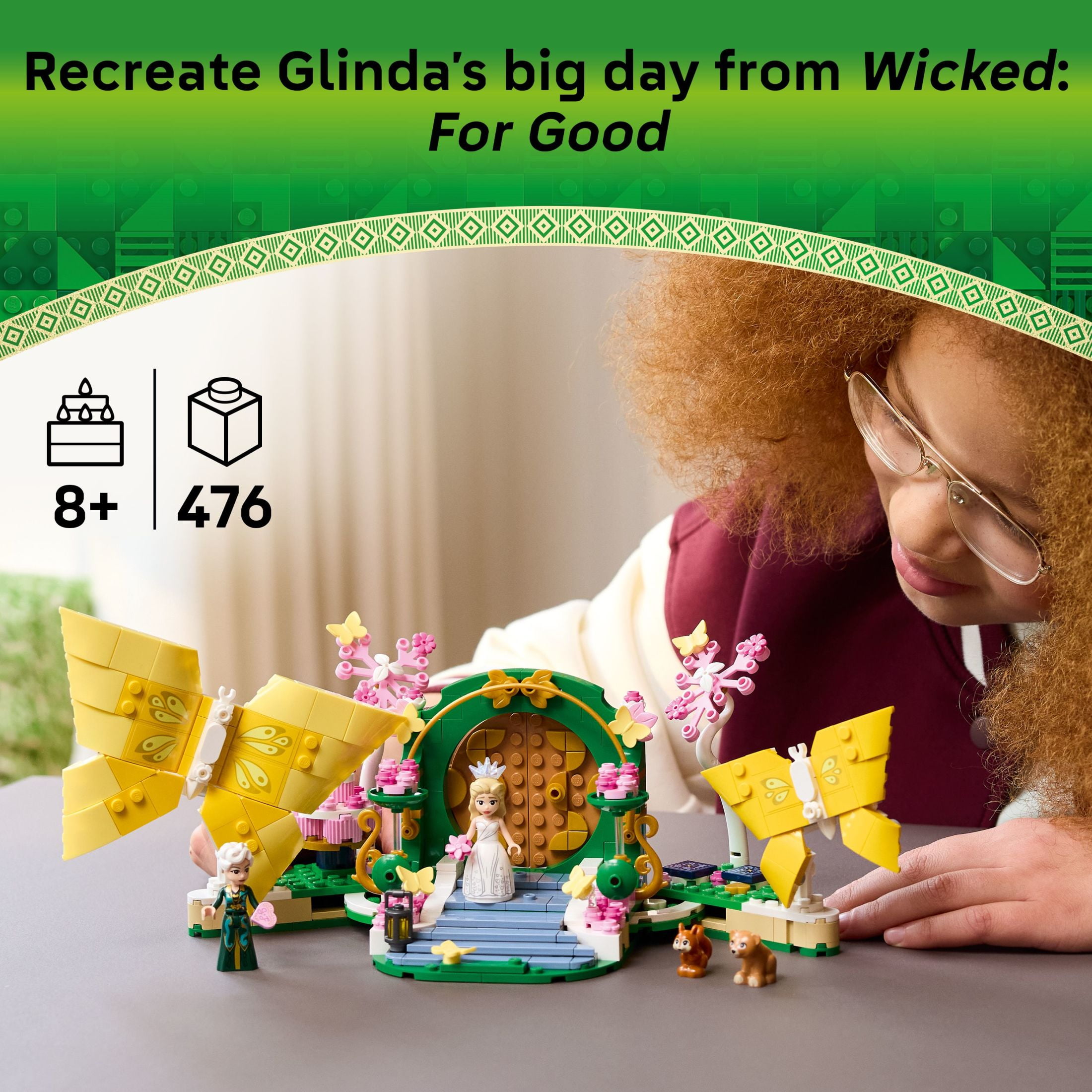 LEGO Wicked Glinda's Wedding Day Building Toy - Pretend Playset with 2 Minidolls, 2 Animal Toy Figures, & 2 Poseable Butterflies - Building Blocks for Kids, Ages 8+ - Gift for Girls & Boys - 75688 - Image 3