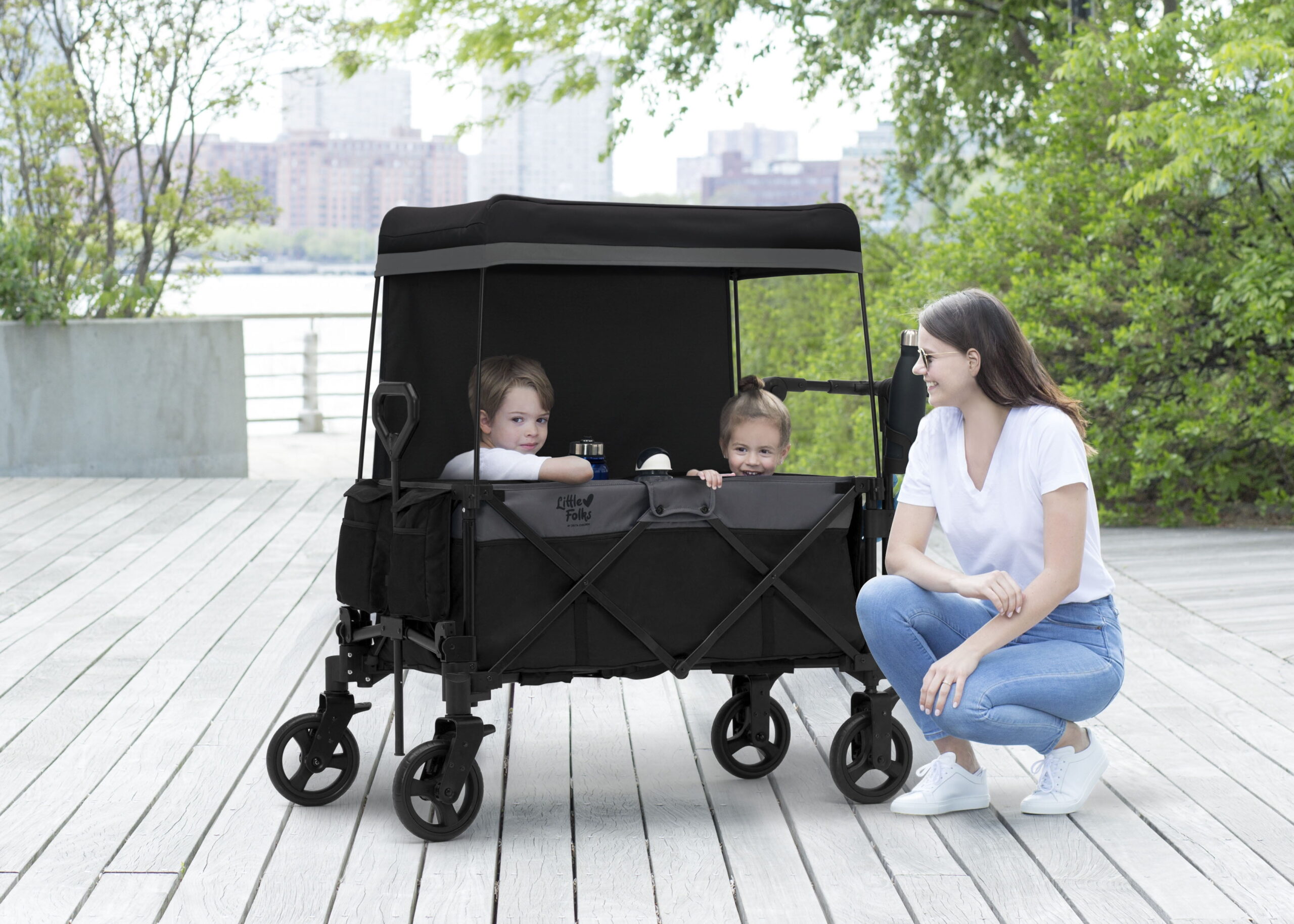 Little Folks by Delta Children City Wagon Cruiser Stroller, Black - Image 3