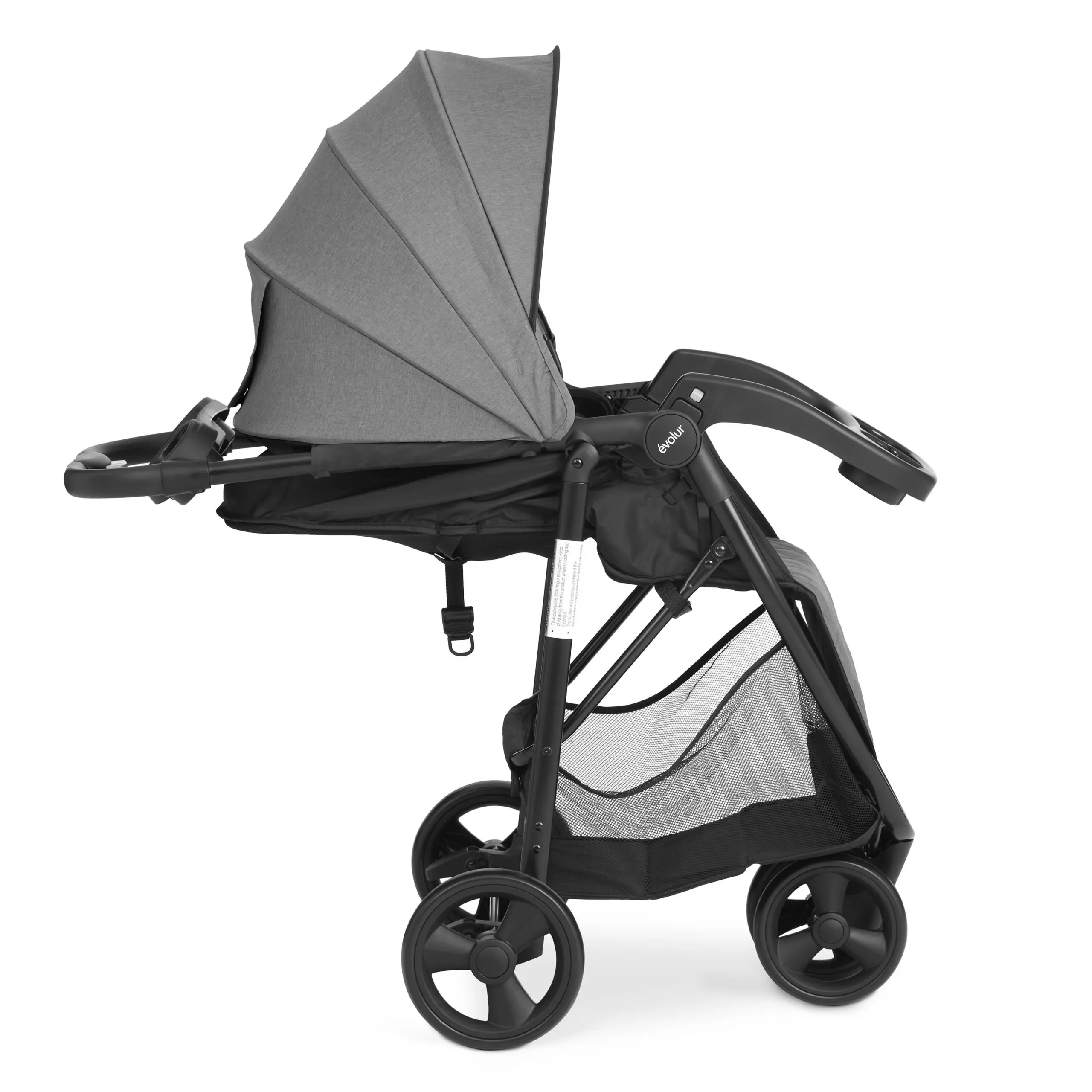 Evolur Breeze Lightweight Stroller Adjustable Backrest/Canopy, Storage Basket, Gray - Image 6