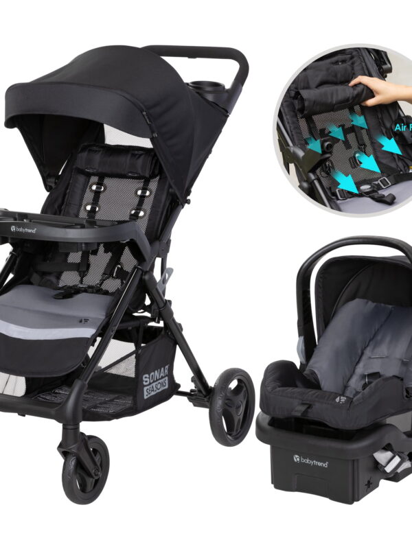 Baby Trend Sonar Seasons Travel System with Airflow and EZ-Lift Infant Car Seat, Black