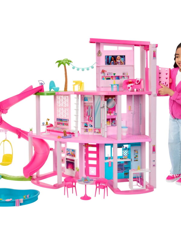 Barbie Dreamhouse Pool Party Doll House and Playset with 75+ Pieces, 45 in, Slide & Puppy Elevator