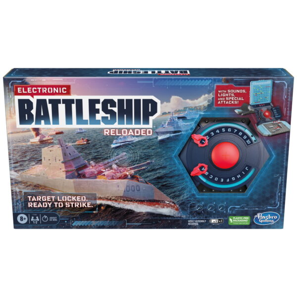 Electronic Battleship Reloaded Board Game, Naval Combat Strategy Game for 1-2 Players, Ages 8+
