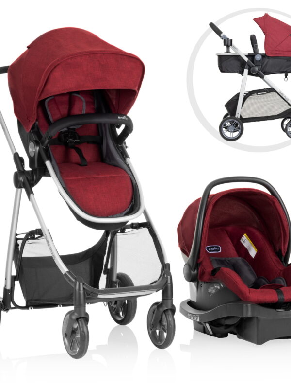 Evenflo Omni Plus Modular Travel System with LiteMax Sport Rear-Facing Preemie and Infant Car Seat (Hyperion Red)
