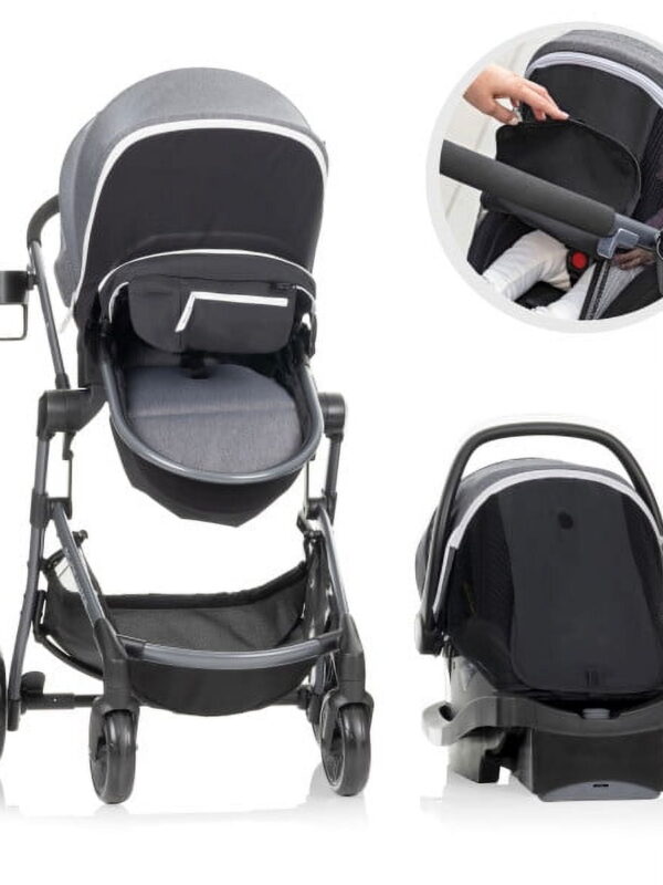 Evenflo Pivot Vizor Travel System with LiteMax Infant Car Seat (Chasse Black), Unisex