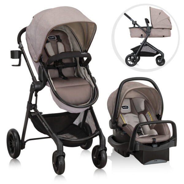 Evenflo Pivot Modular Travel System with LiteMax Preemie and Infant Car Seat (Desert Tan)