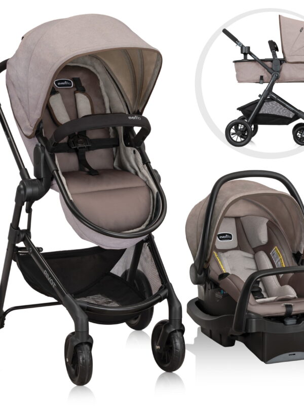 Evenflo Pivot Modular Travel System with LiteMax Preemie and Infant Car Seat (Desert Tan)
