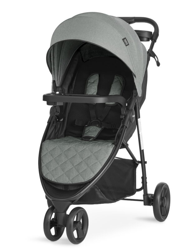 Evolur Breeze Lightweight Stroller Adjustable Backrest/Canopy, Storage Basket, Gray