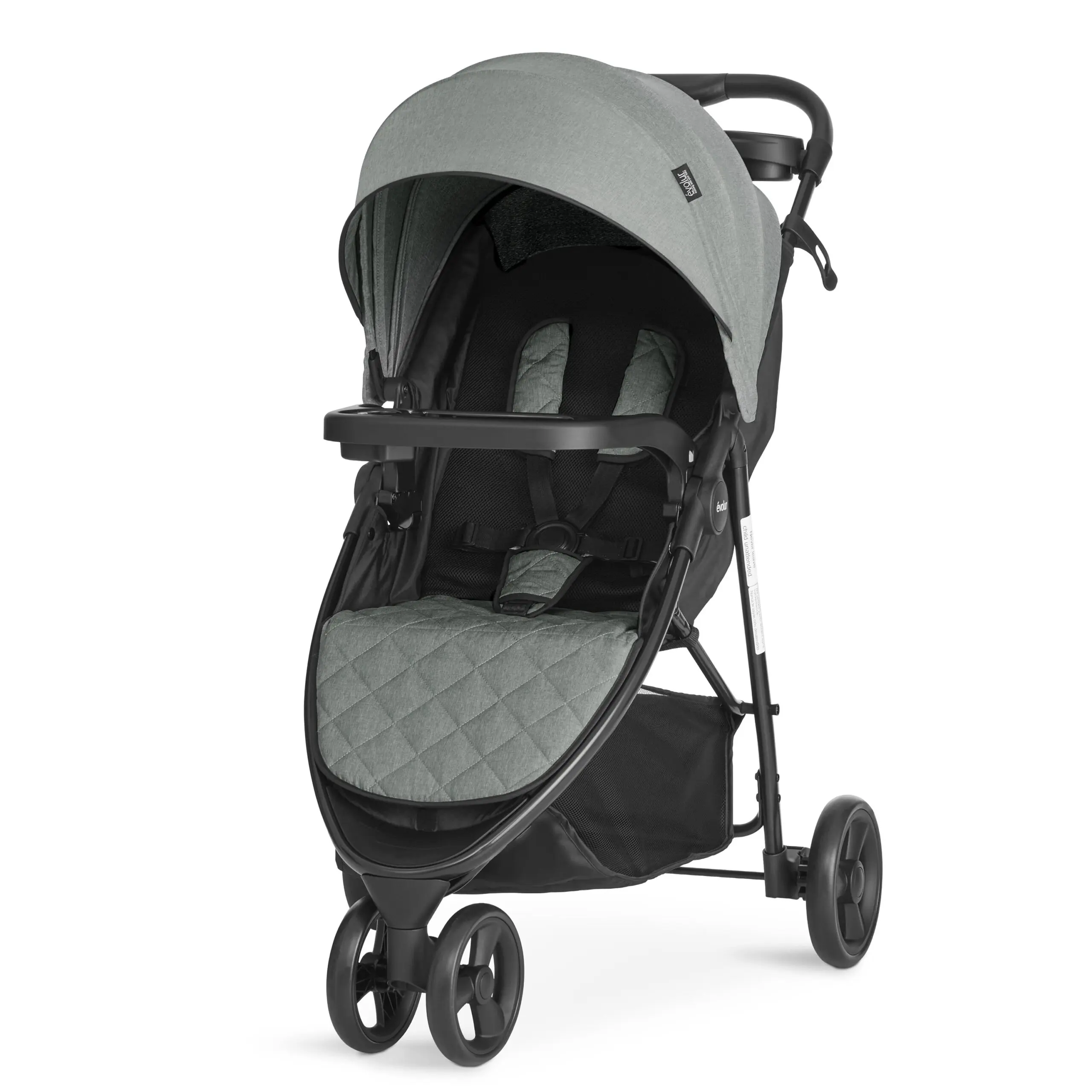 Evolur Breeze Lightweight Stroller Adjustable Backrest/Canopy, Storage Basket, Gray