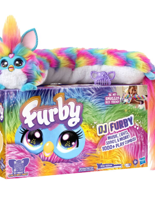 Furby DJ Furby Rainbow Electronic Plush Toy for Girls & Boys, Holiday Gifts for Kids, 6 and Up