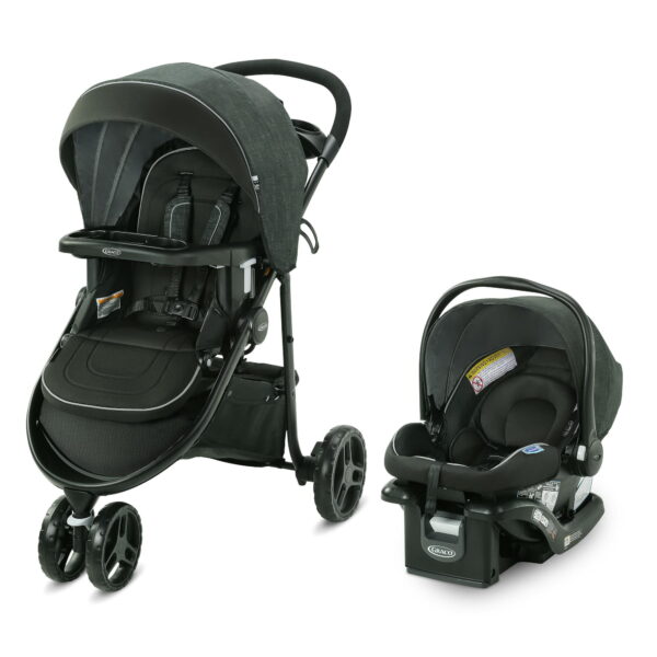 Graco Modes 3 Lite DLX Travel System featuring SnugRide Lite LX Infant Car Seat, West Point, Grey