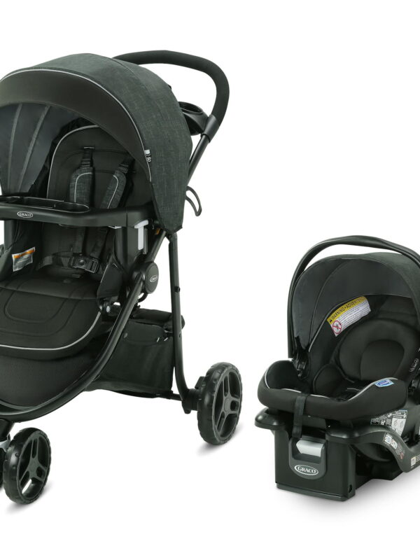 Graco Modes 3 Lite DLX Travel System featuring SnugRide Lite LX Infant Car Seat, West Point, Grey