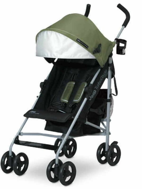 Jeep TurboGlyde Plus Stroller by Delta Children - Lightweight Travel Stroller Only Weighs 13.7 Pounds, Olive Green