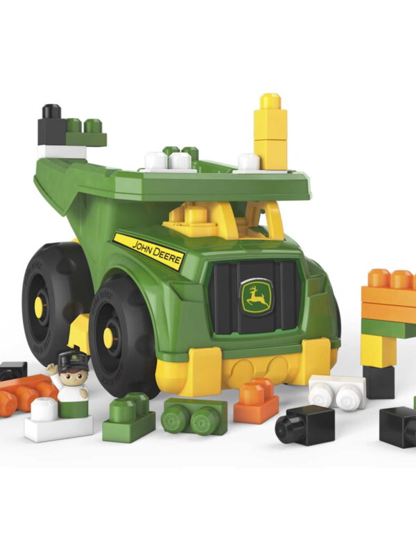 MEGA BLOKS Fisher-Price Building Toy Blocks John Deere Dump Truck (25 Pieces) For Toddler