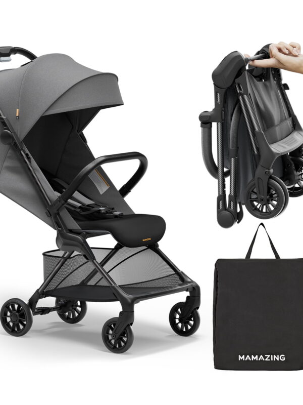Mamazing Ultra Air X Lightweight Baby Stroller for Airplane Travel, 9.9 lbs, Ultra-Compact, Light & Strong, Age Group: Infant, Single, Grey