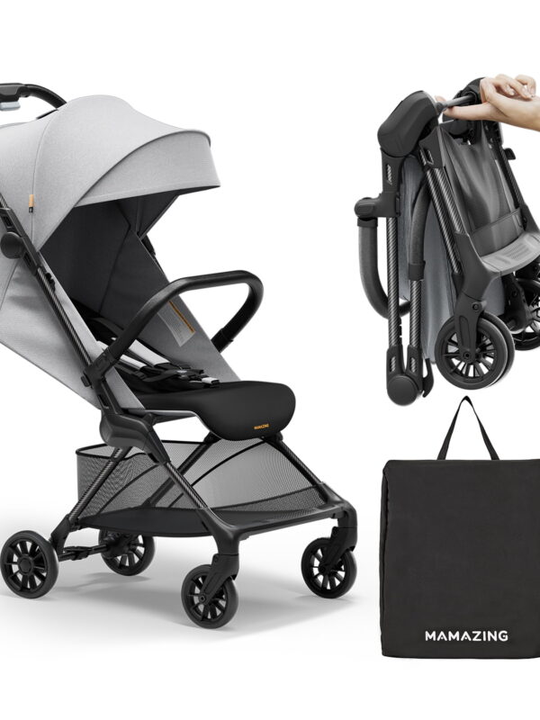 Mamazing Ultra Air X Lightweight Baby Stroller for Airplane Travel, 9.9 lbs, Ultra-Compact, Light & Strong, Age Group: Infant, Single, Black