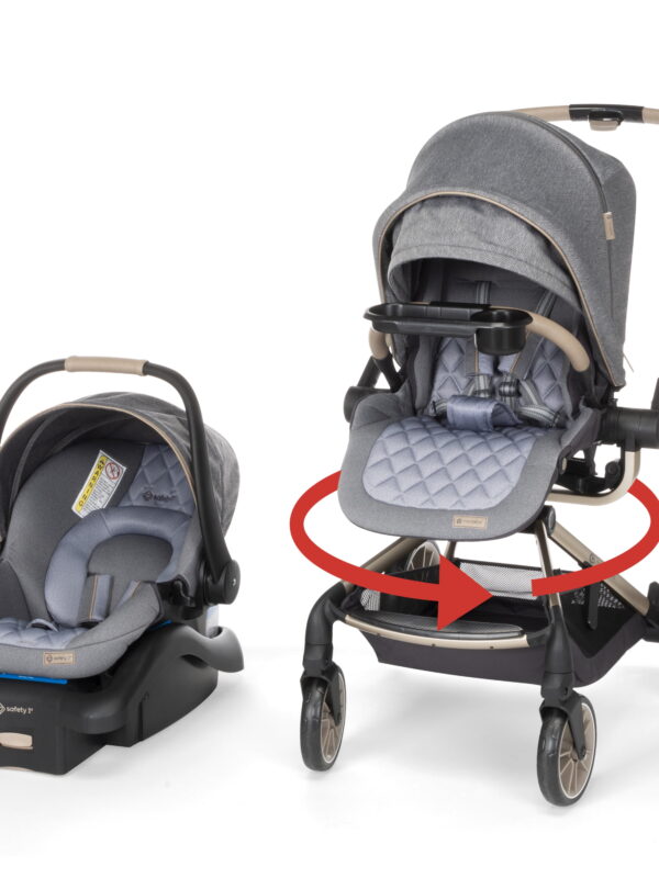 Monbebe 360 Rotating Modular Travel System Stroller with Rear-Facing Infant Car Seat, Castlepoint, Infant & Toddler, Unisex