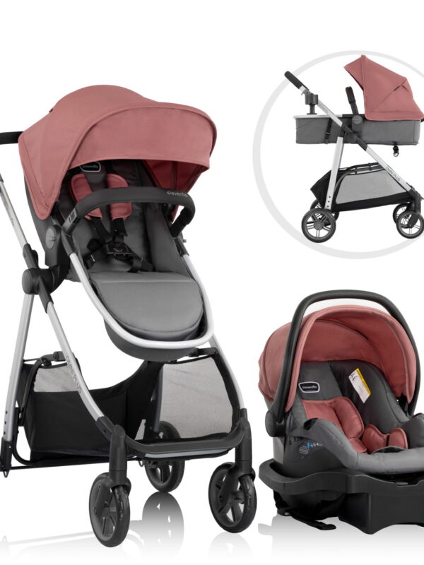 Evenflo Omni Plus Modular Travel System with LiteMax Rear-Facing Infant Car Seat (Shasta Pink)