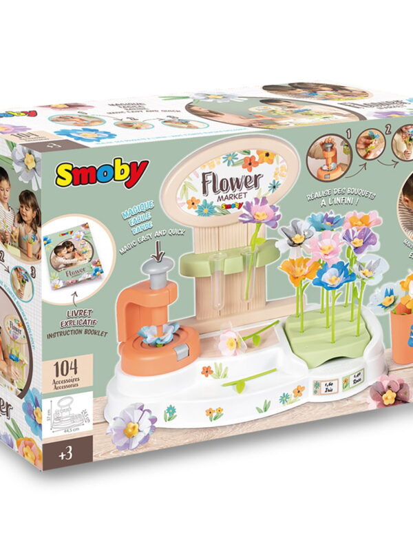 SMOBY: Flower Market - Kids DIY 100 Piece Set, Build Your Own Fabric Flower Bouquets, Arts & Crafts For Ages 3+