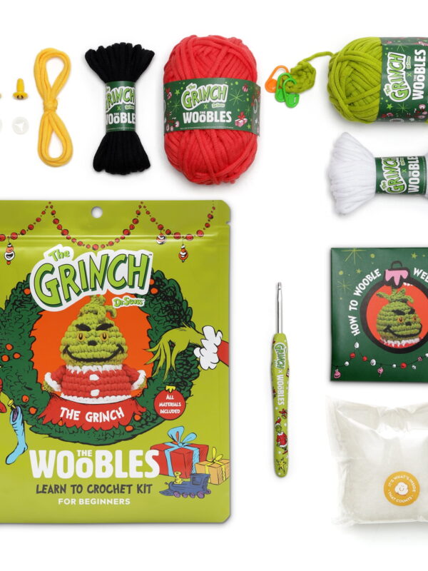 The Woobles Beginner Crochet Amigurumi Kit – The Grinch, Learn to Crochet Holiday Craft Kit for Adults and Kids