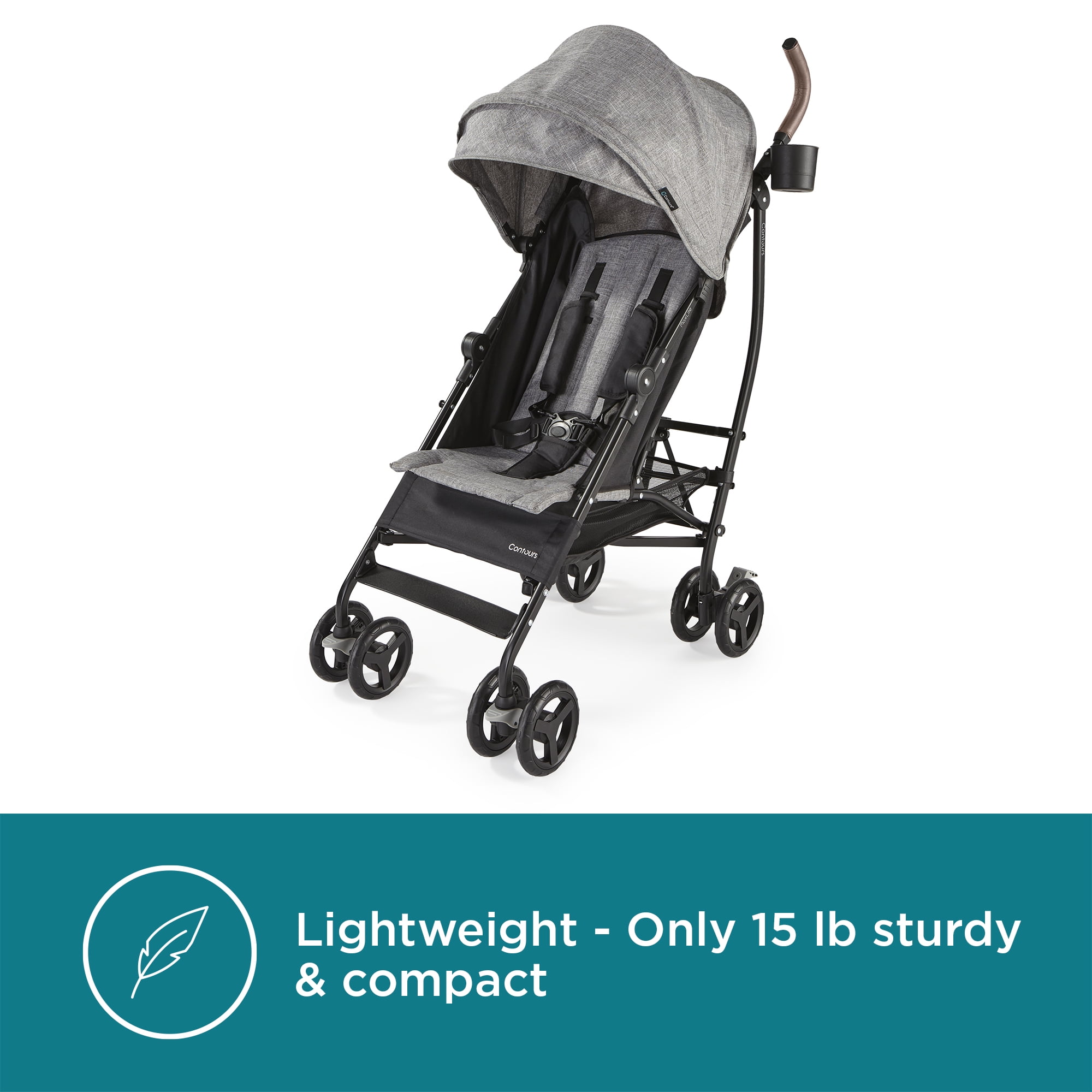Contours MaxLite Deluxe Lightweight Grey Umbrella Stroller - Image 2