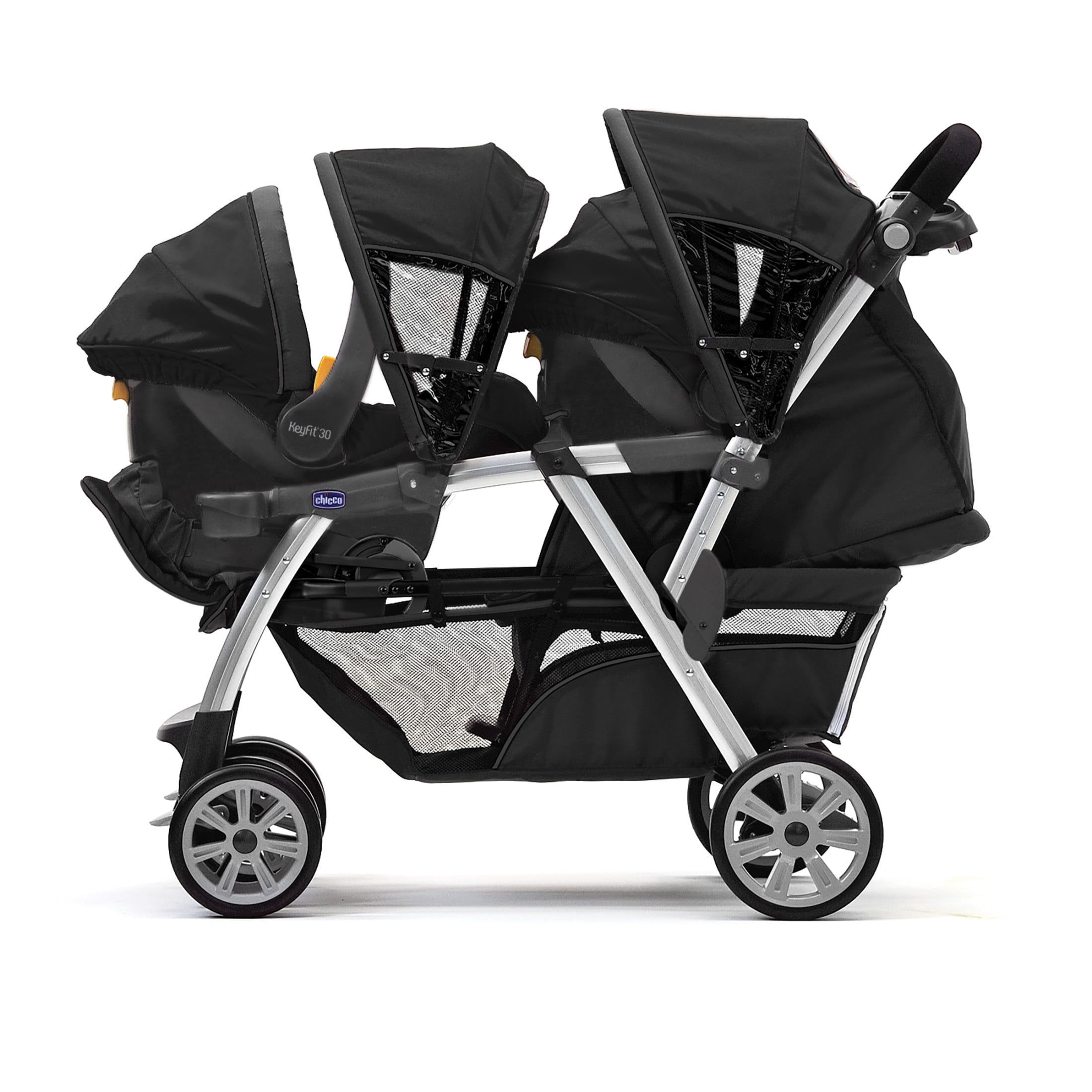Chicco Cortina Together Double Stroller for Infants and Toddlers - Minerale (Black/Silver), New - Image 3