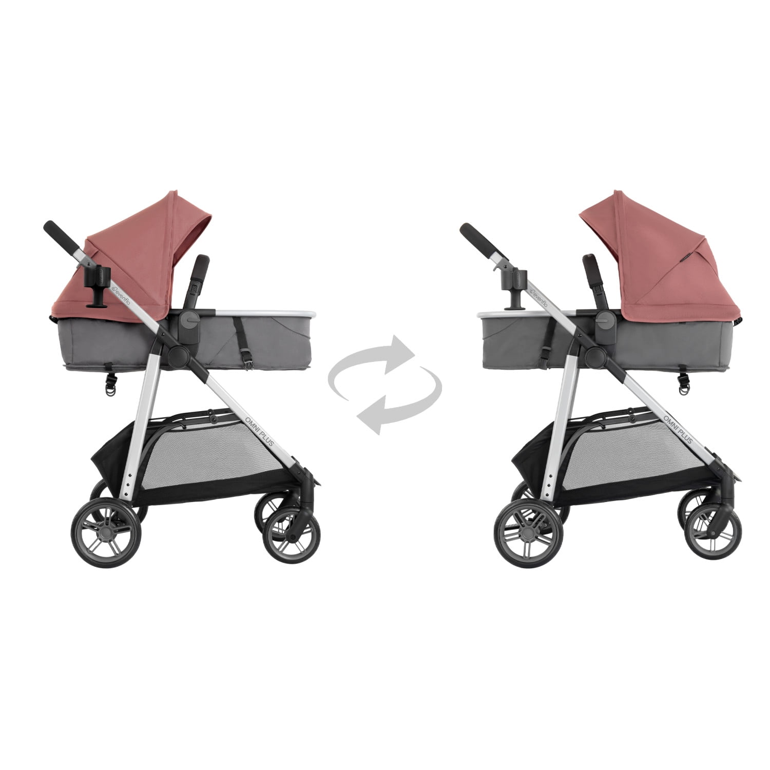 Evenflo Omni Plus Modular Travel System with LiteMax Rear-Facing Infant Car Seat (Shasta Pink) - Image 3