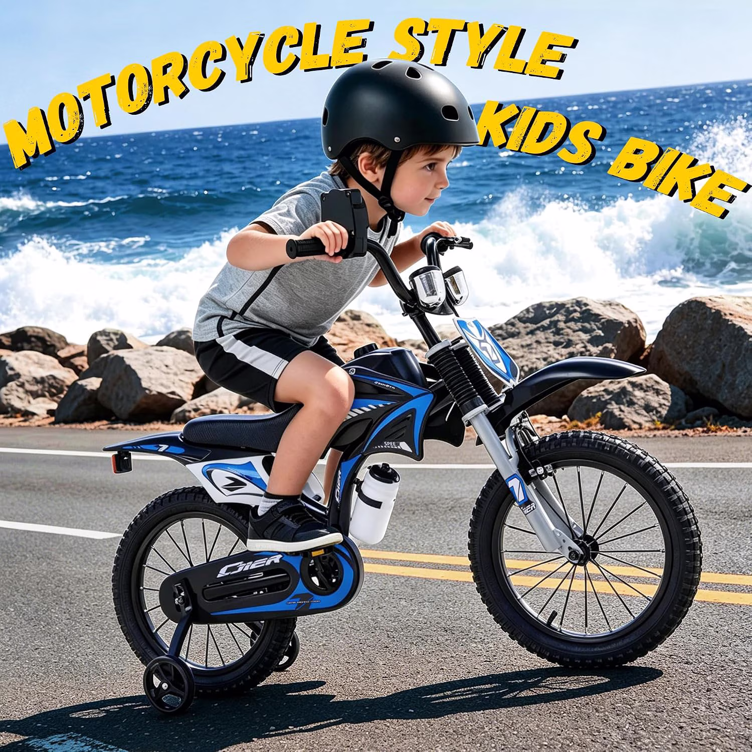 12 inch Kids Bike for Boys, Akaber Bicycles for Kids Ages 2-4 with Training Wheels, Sound Maker, Bottle Design, Dashboard, Easy Assembly - Image 3