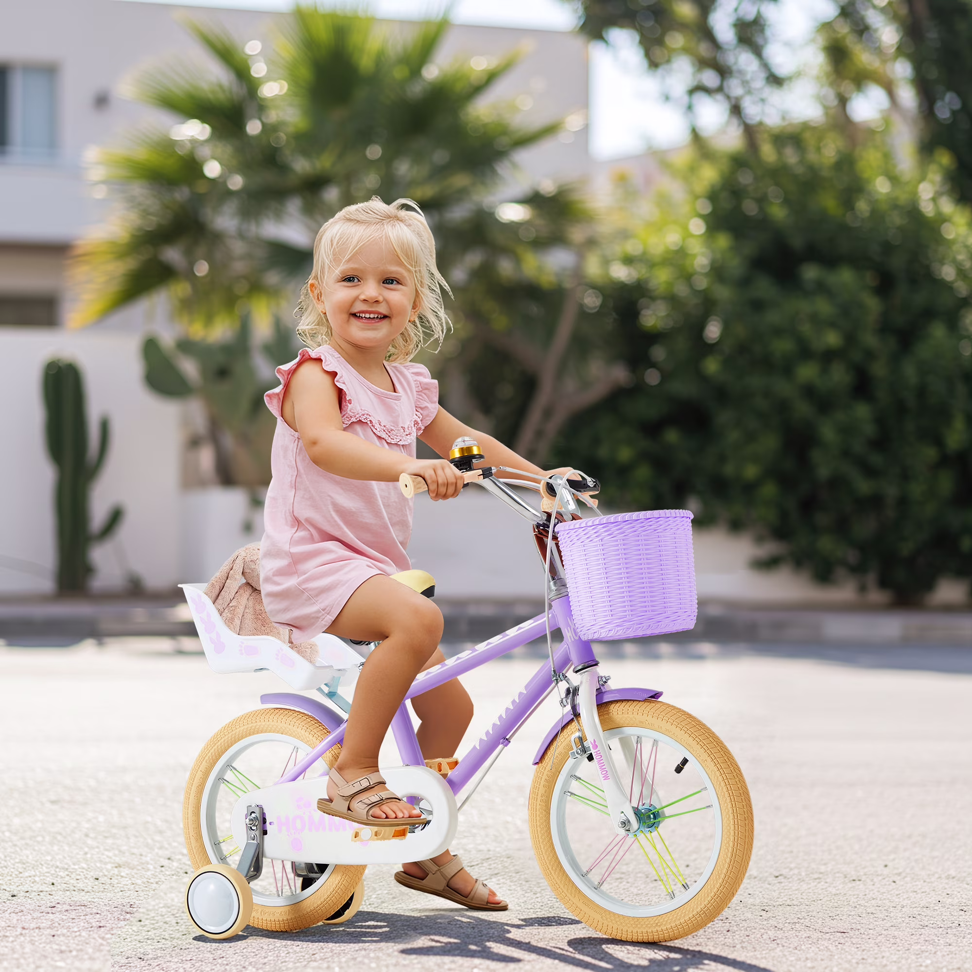 12 Inch Kids Bike for Boys & Girls Ages 3-12, Kids Bicycle with Training Wheels, Basket, Streamers & Doll Seat, Dual Brake Children Bike,Purple - Image 5