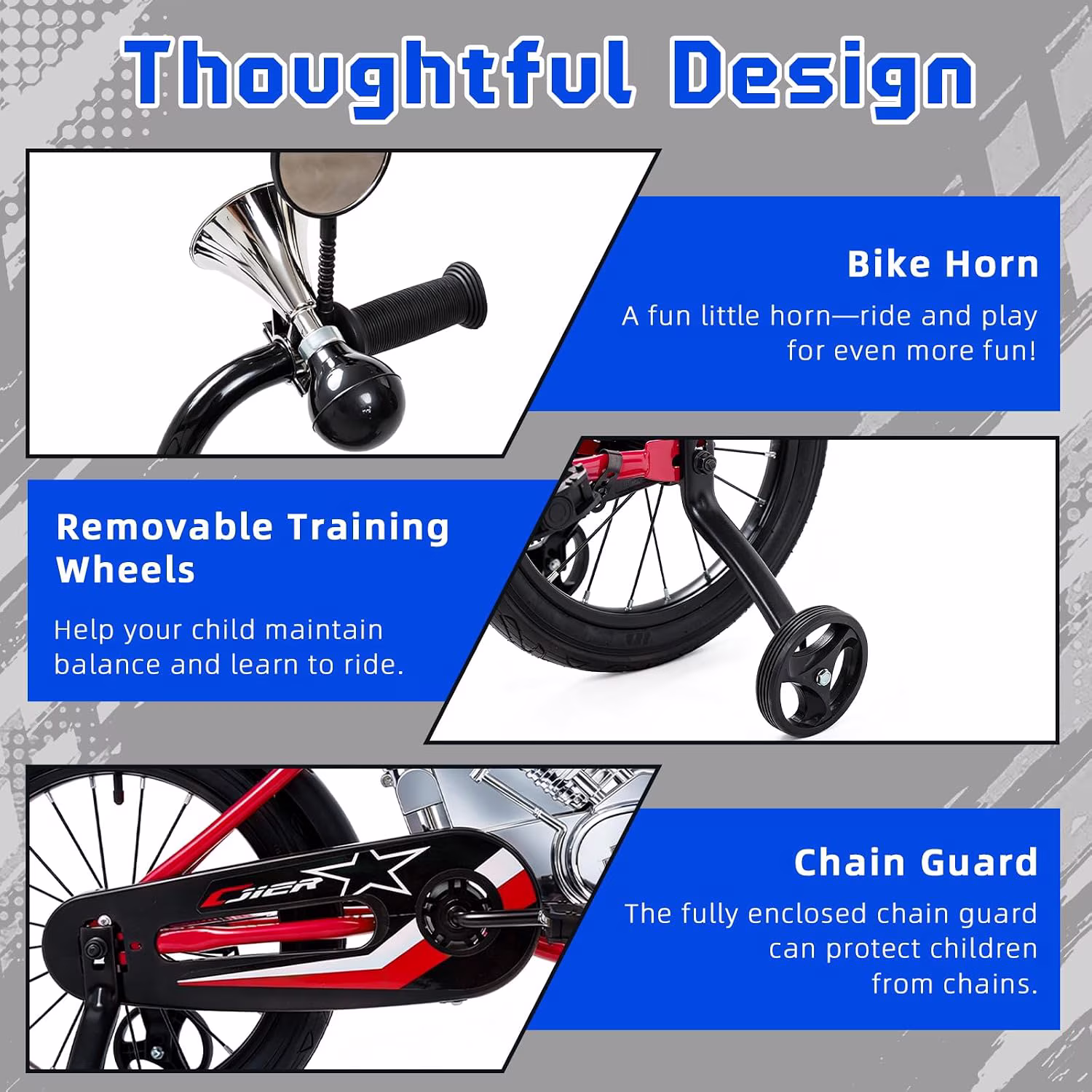 12 Inch Moto Style Kids Bike for Boys Girls, NEORIVER Kids Bicycles for 3-9 Years Old with Training Wheels - Image 5