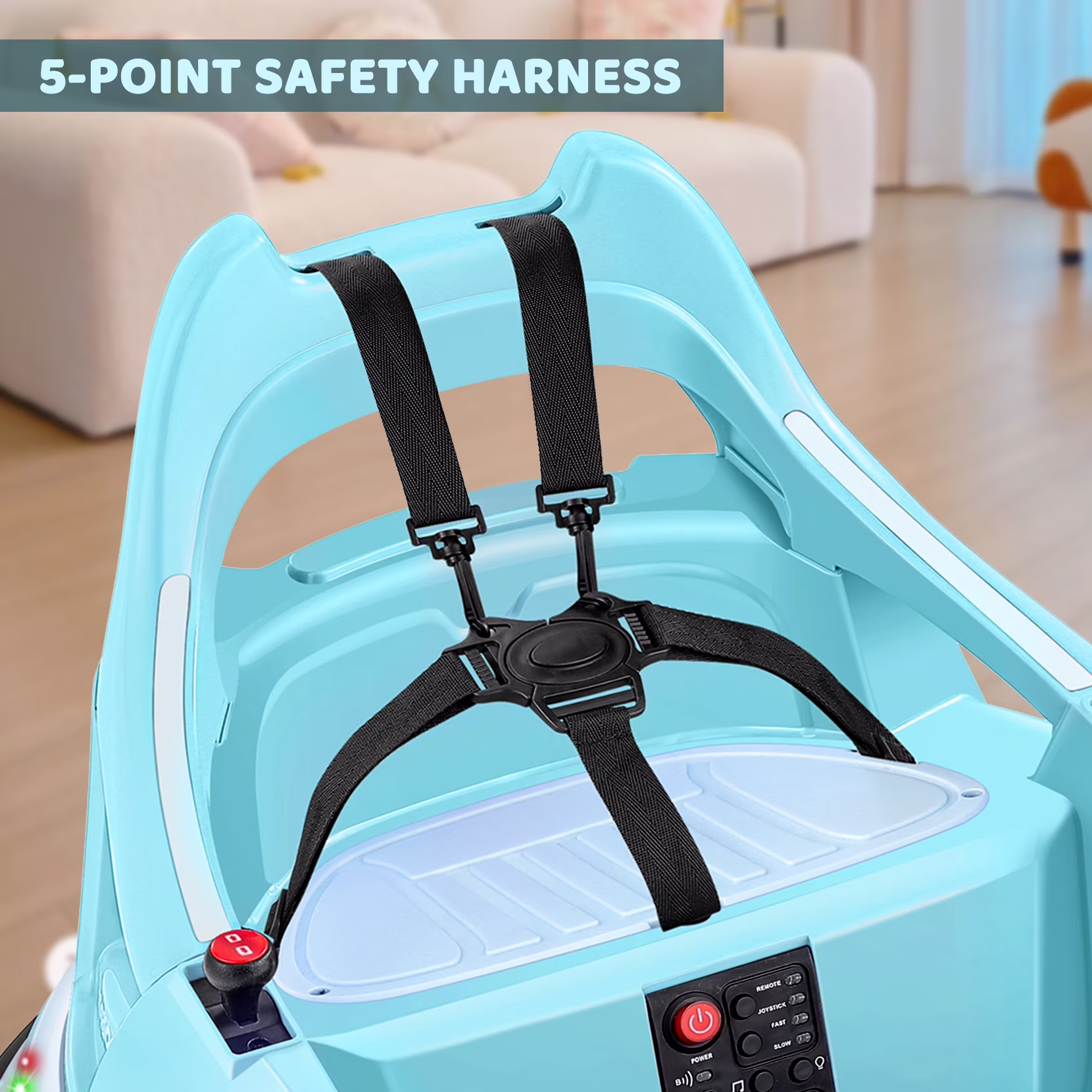 12V Bumper Car,Neche Ride On Toys for Toddlers,360° Spin Toddler Car with Remote,5 LED Lights,Light Blue - Image 2