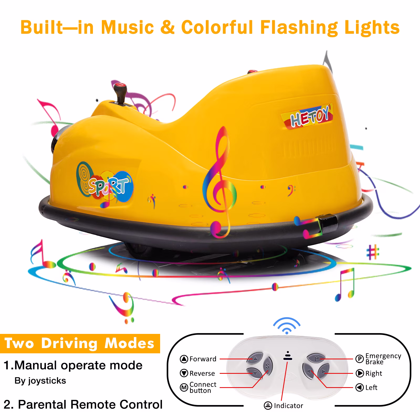 12V Electric Bumper Car for Kids, 360° Spin Ride-On Toy with Remote Control, LED Lights, Music, Safe Battery Power, Durable Rubber Bumper, Perfect Toddler Gift - Image 3
