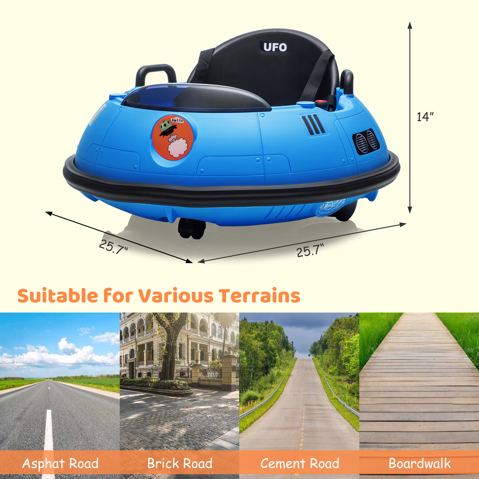 12V Electric Ride-on Bumper Car for Kids, 360° Spin, Remote Control, Dual Joysticks, LED Lights, 3-Speed, Music, Safety Belt for Indoor/Outdoor - Image 3